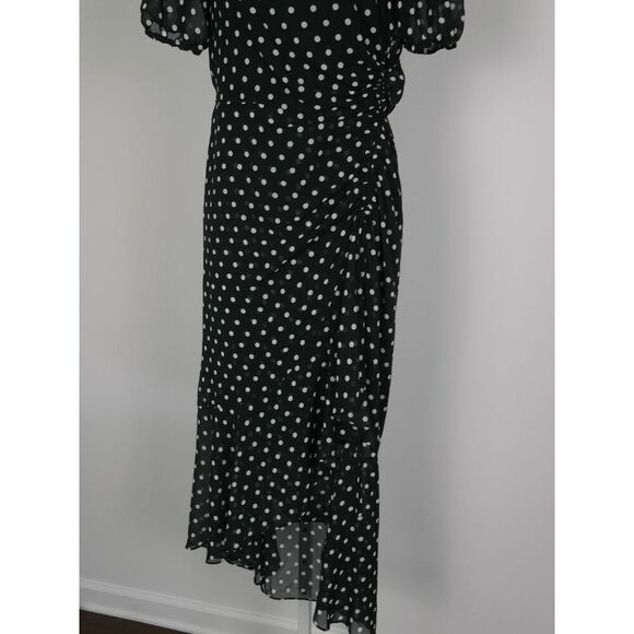 Julia Jordan Polka Dot Maxi Dress | Size 2 | Ruffle Hem | Puff Sleeve | Sheer Ov - Picture 4 of 9